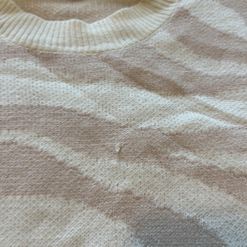 Lulus Beige Zebra Print Knit Sweater - Picture 6 of 6